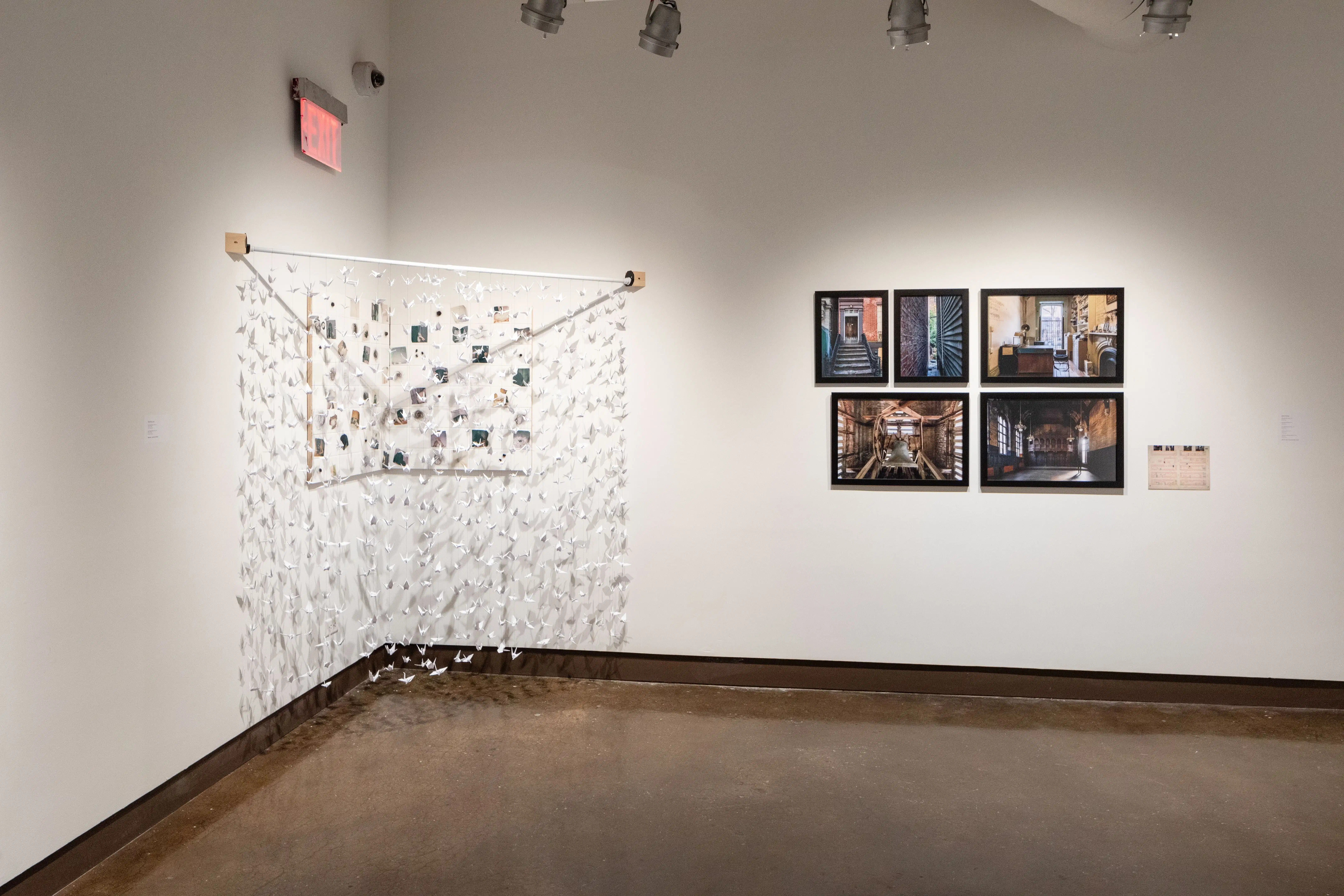 installation shot of two artists in the back gallery