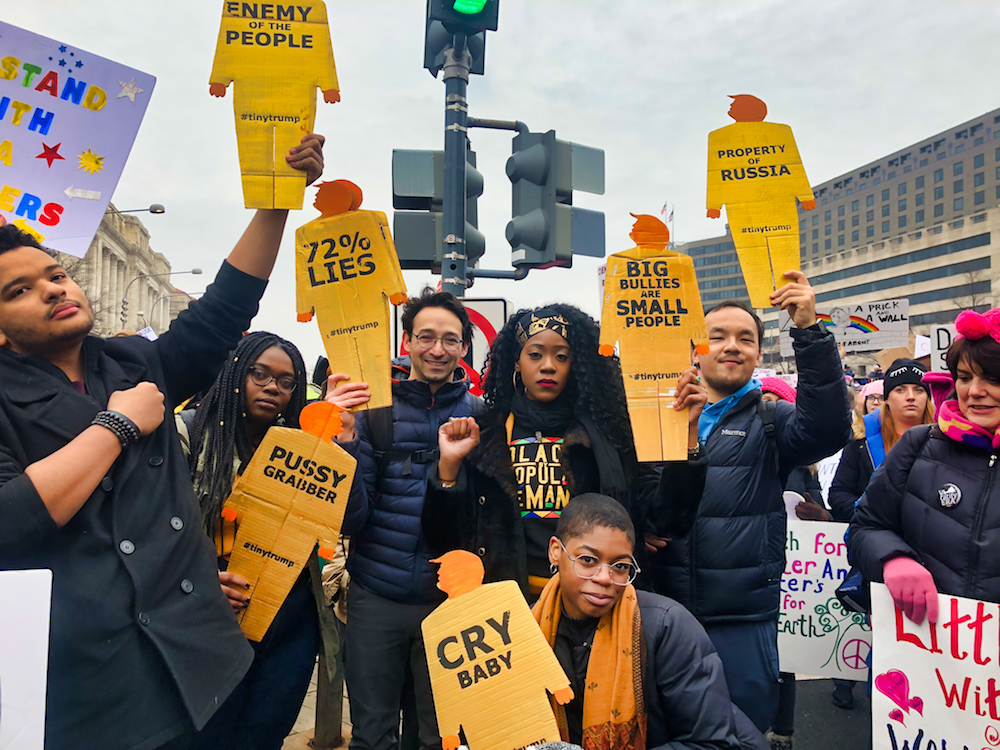 An image of Eric Corriel alongside SVA students at the Women's March in D.C. Image by Nikki Woods.
