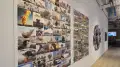 Multiple views of SVA Flatiron Gallery and Windows. There are photographs, collages, and installation work throughout the gallery and displayed in the windows. 