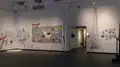 Multiple views of SVA Gramercy Gallery with individual exhibitions of students work. There is drawing and installation throughout the gallery. 