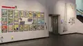 Multiple views of SVA Gramercy Gallery with individual exhibitions of students work. There is drawing and installation throughout the gallery. 
