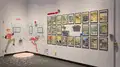 Multiple views of SVA Gramercy Gallery with individual exhibitions of students work. There is drawing and installation throughout the gallery. 