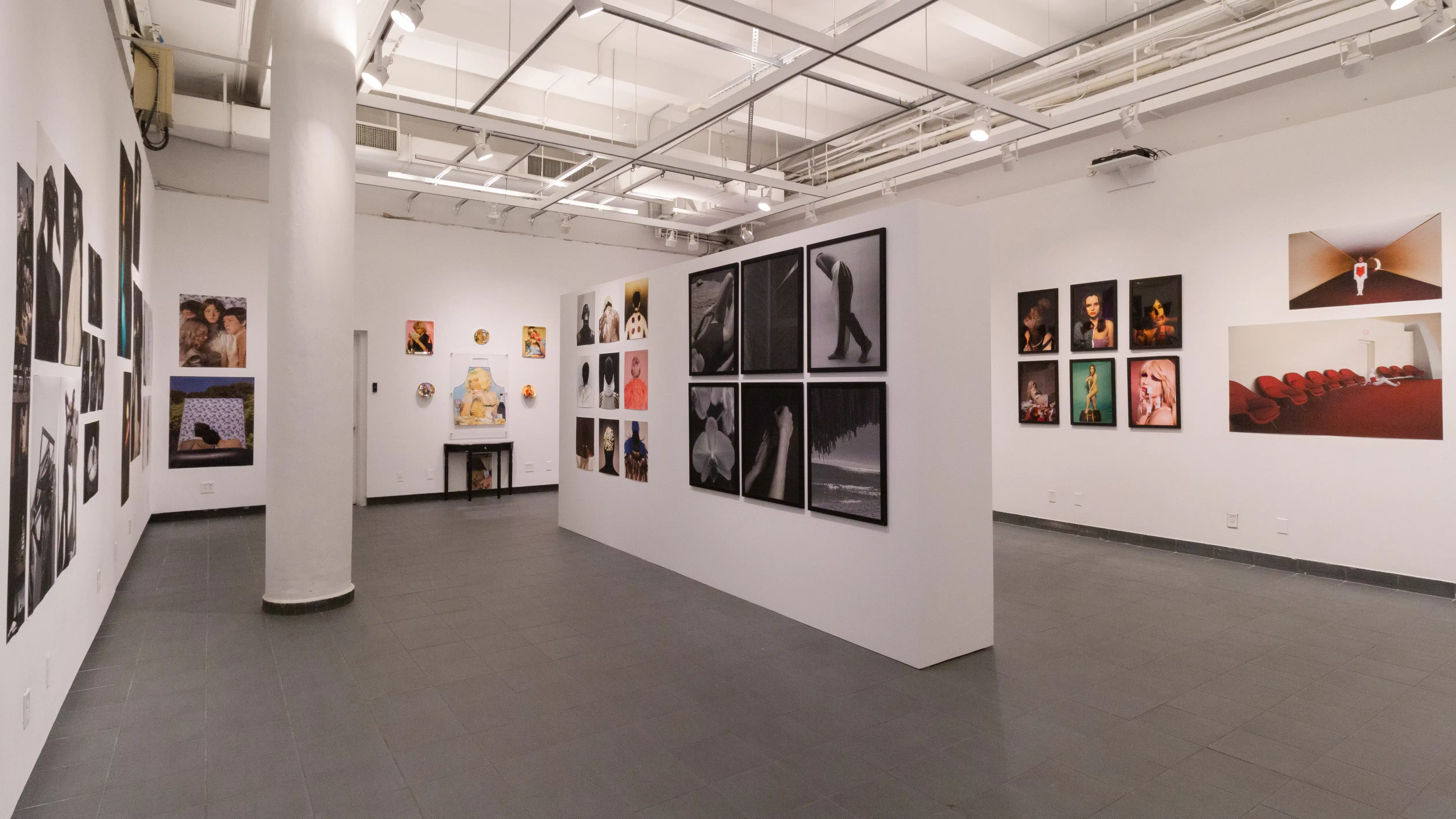 Multiple views of SVA Gramercy Gallery. Photography, video, and installation are throughout the gallery. 