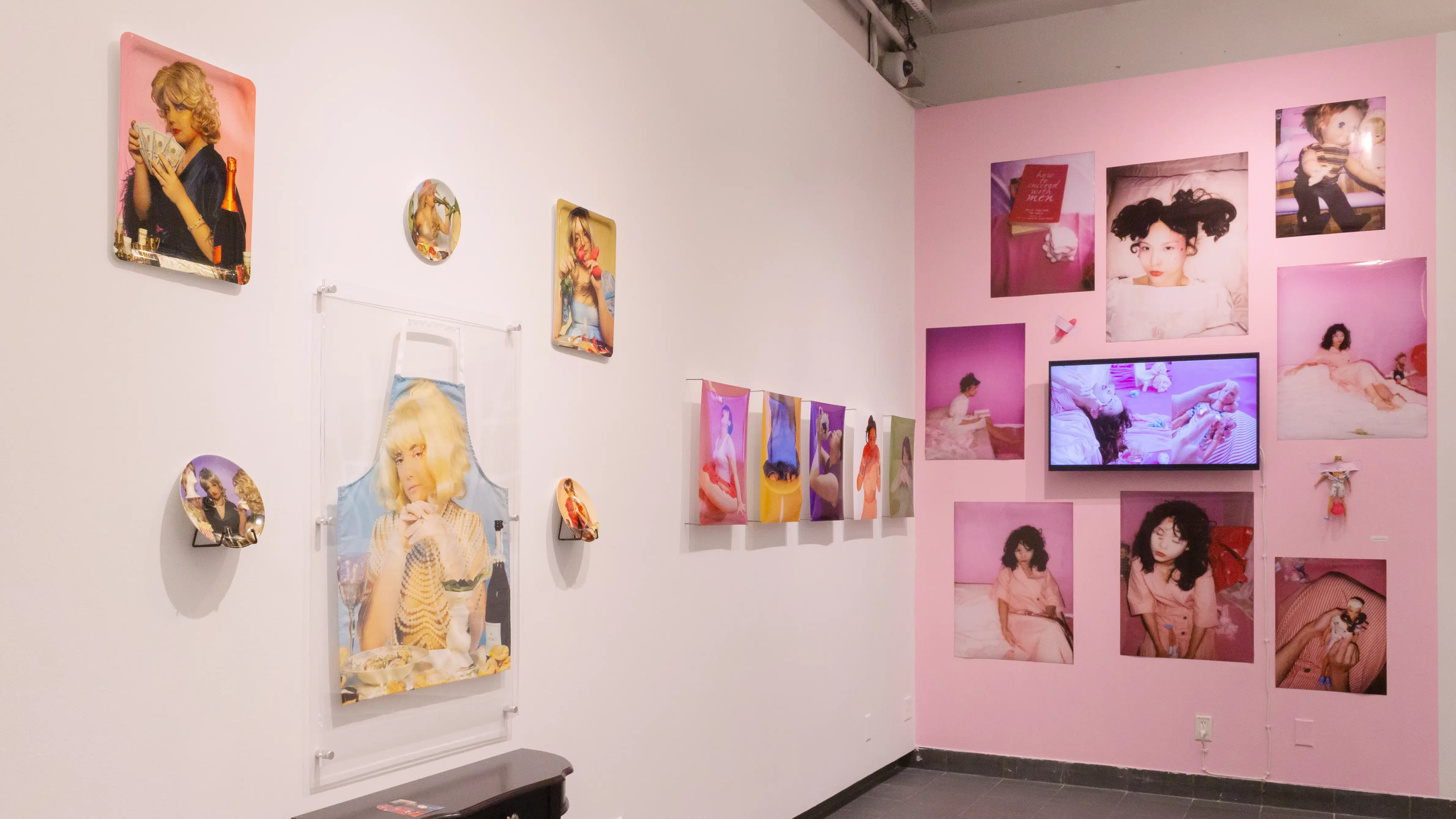 Multiple views of SVA Gramercy Gallery. Photography, video, and installation are throughout the gallery. 