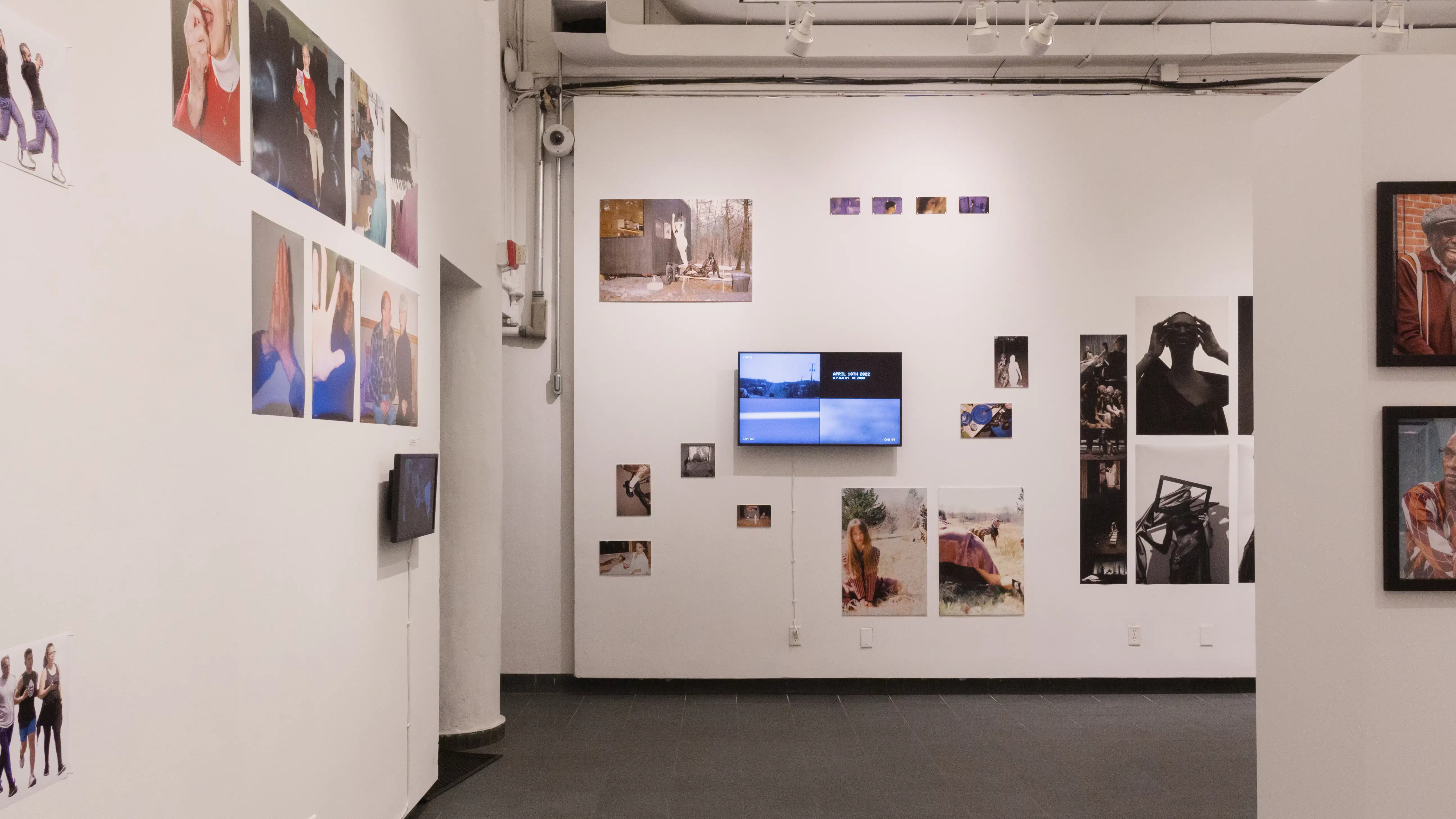 Multiple views of SVA Gramercy Gallery. Photography, video, and installation are throughout the gallery. 