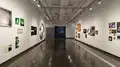 Multiple views of SVA Chelsea Gallery. There are photographs hung on the wall, installations and projections throughout the gallery. 