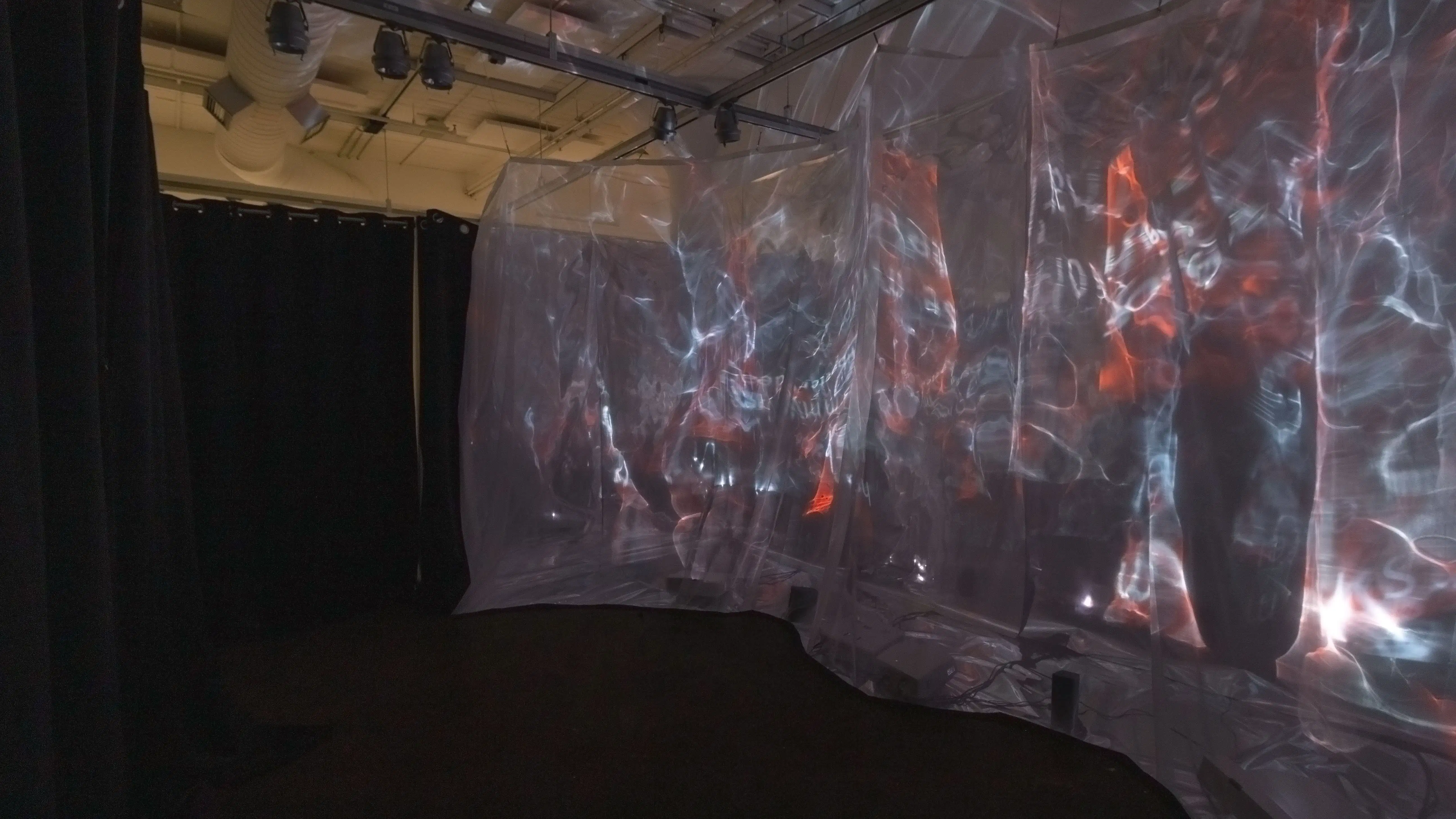 Multiple views of SVA Chelsea Gallery with framed and unframed photographs, video, and installation with projectors. 