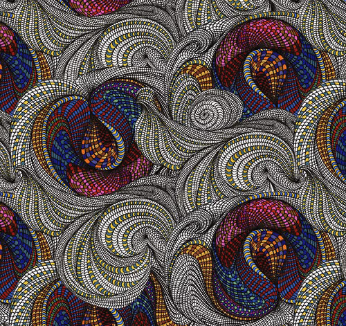 A swirling abstract pattern that is partly colored.
