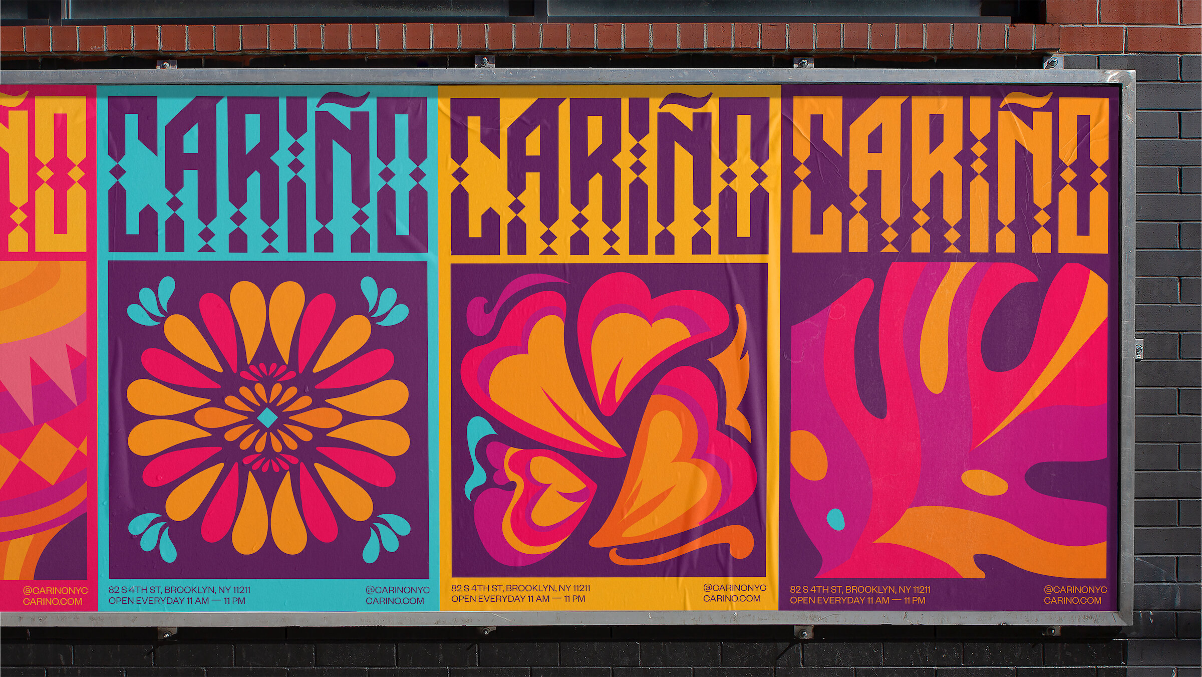 3 bold posters with a 1970’s retro iconography