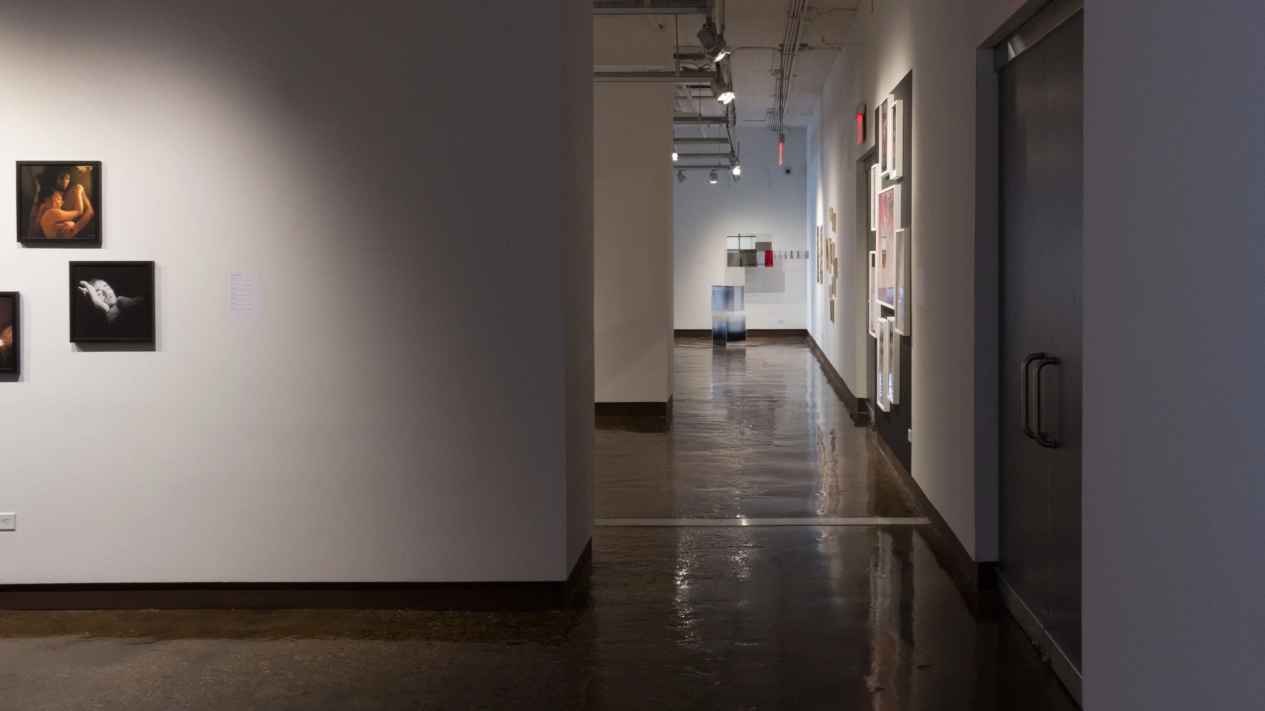 Looking down the left hallway, some works from galleries three, two, and one are visible.