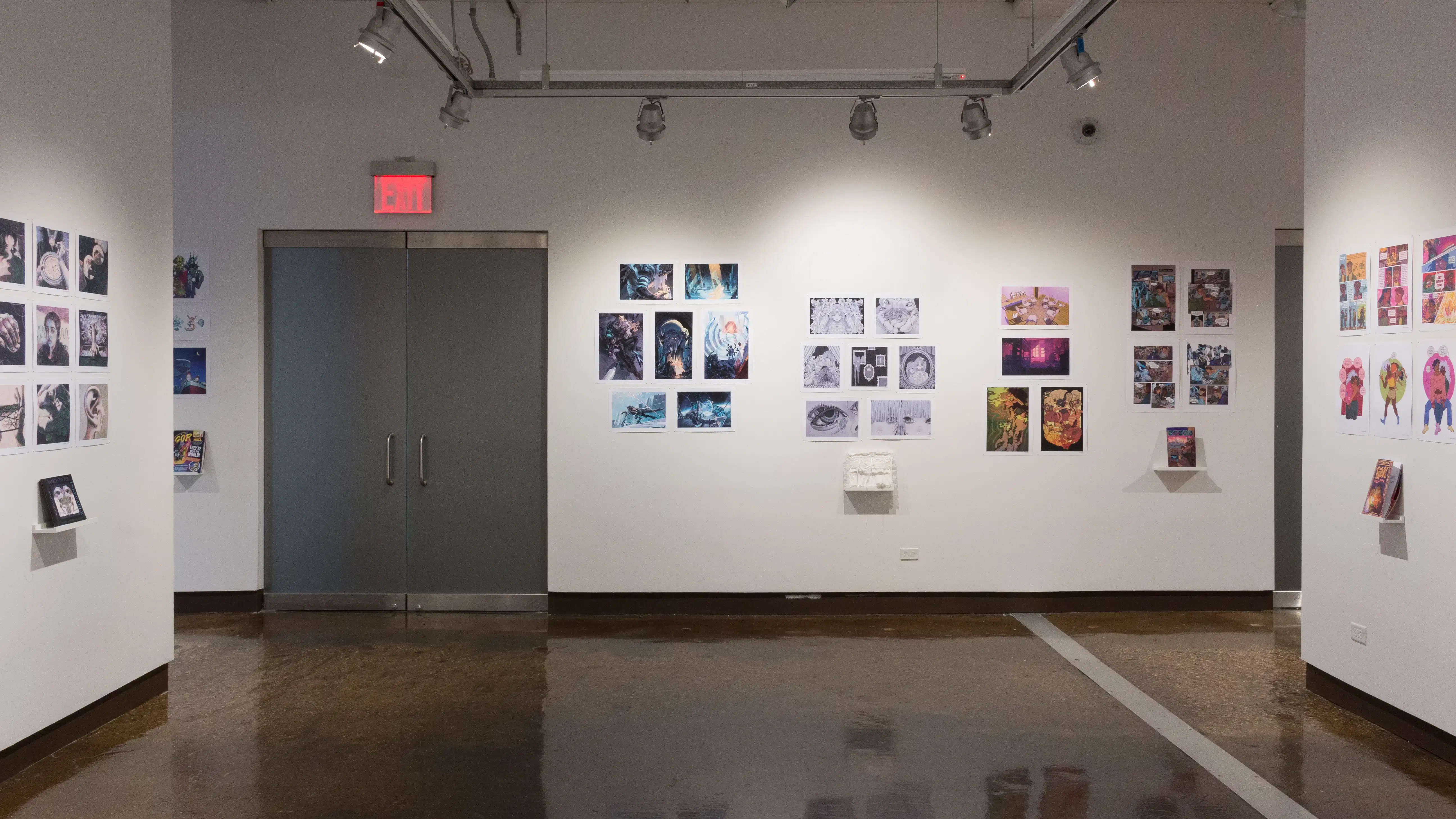 Facing the left hall next to the second gallery space, more projects line the walls.