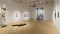 A view of the SVA Flatiron Gallery shows several works of various media, including sculptures, installations, paintings, and prints. The works appear to be inspired or influenced by nature.