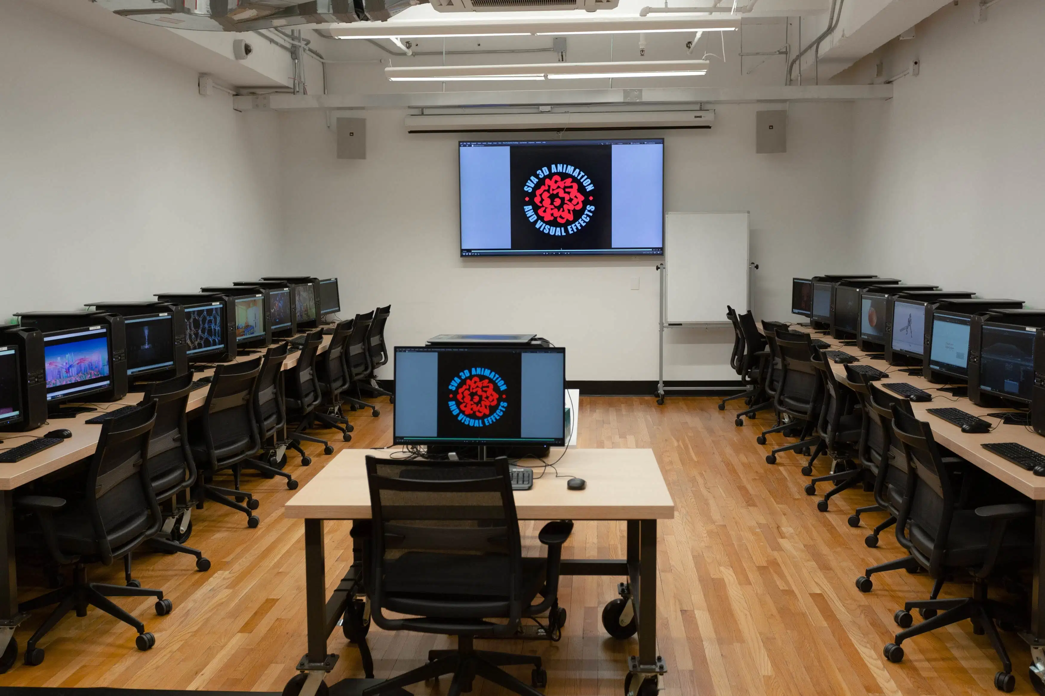 classroom of computers