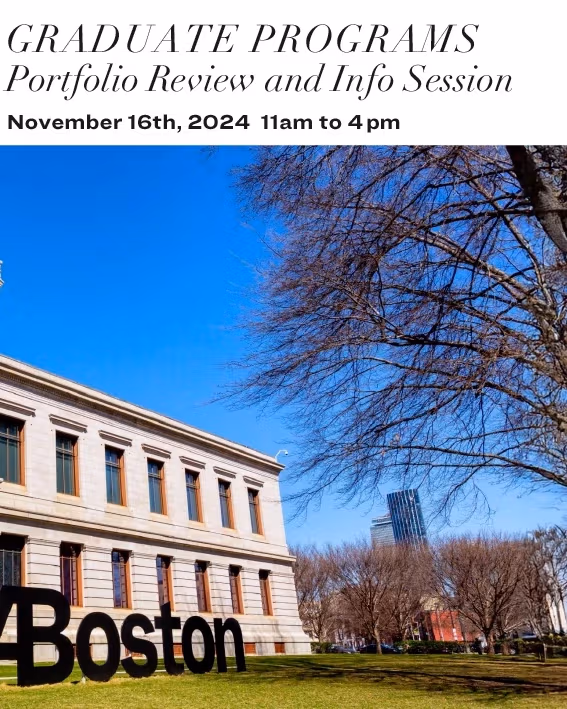 Photo of the Museum of Fine Art Boston on a sunny day with event details