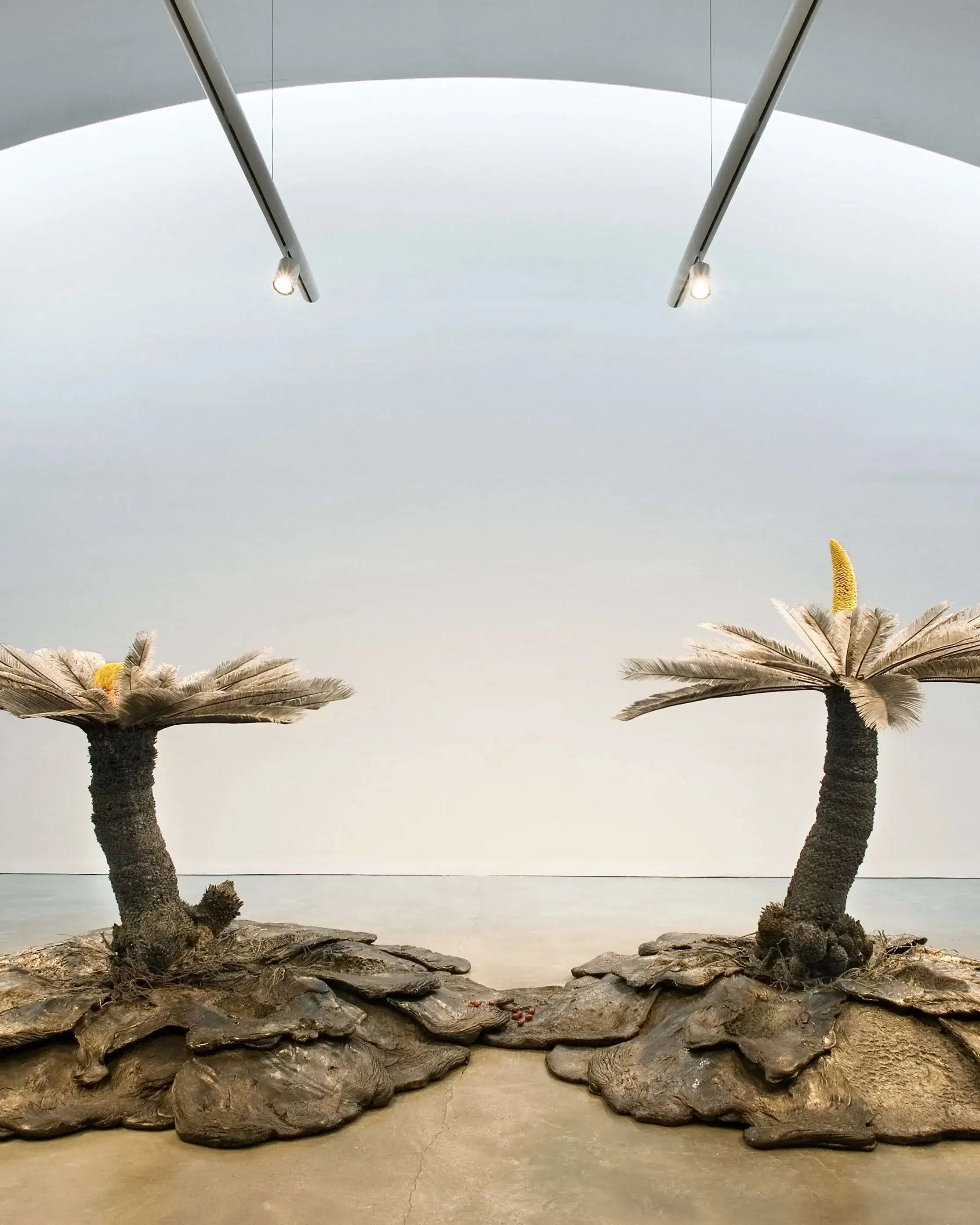 Keith Edmier, Cycas Orogeny, 2003-2004 basalt, polyurethane, acrylic paint, and Cycas revoluta pollen. 88 1/2 x 247 3/4 x 123 1/4 inches.  