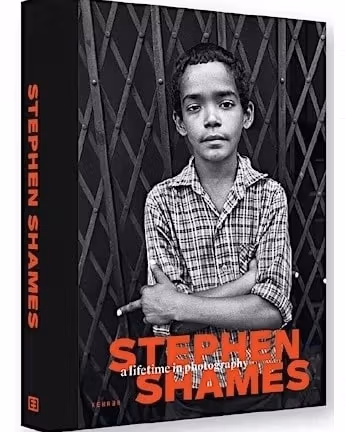A promotional banner for Stephen Shames: A Lifetime in Photography, which features the cover of Stephen's photobook that shares the same title with the event.