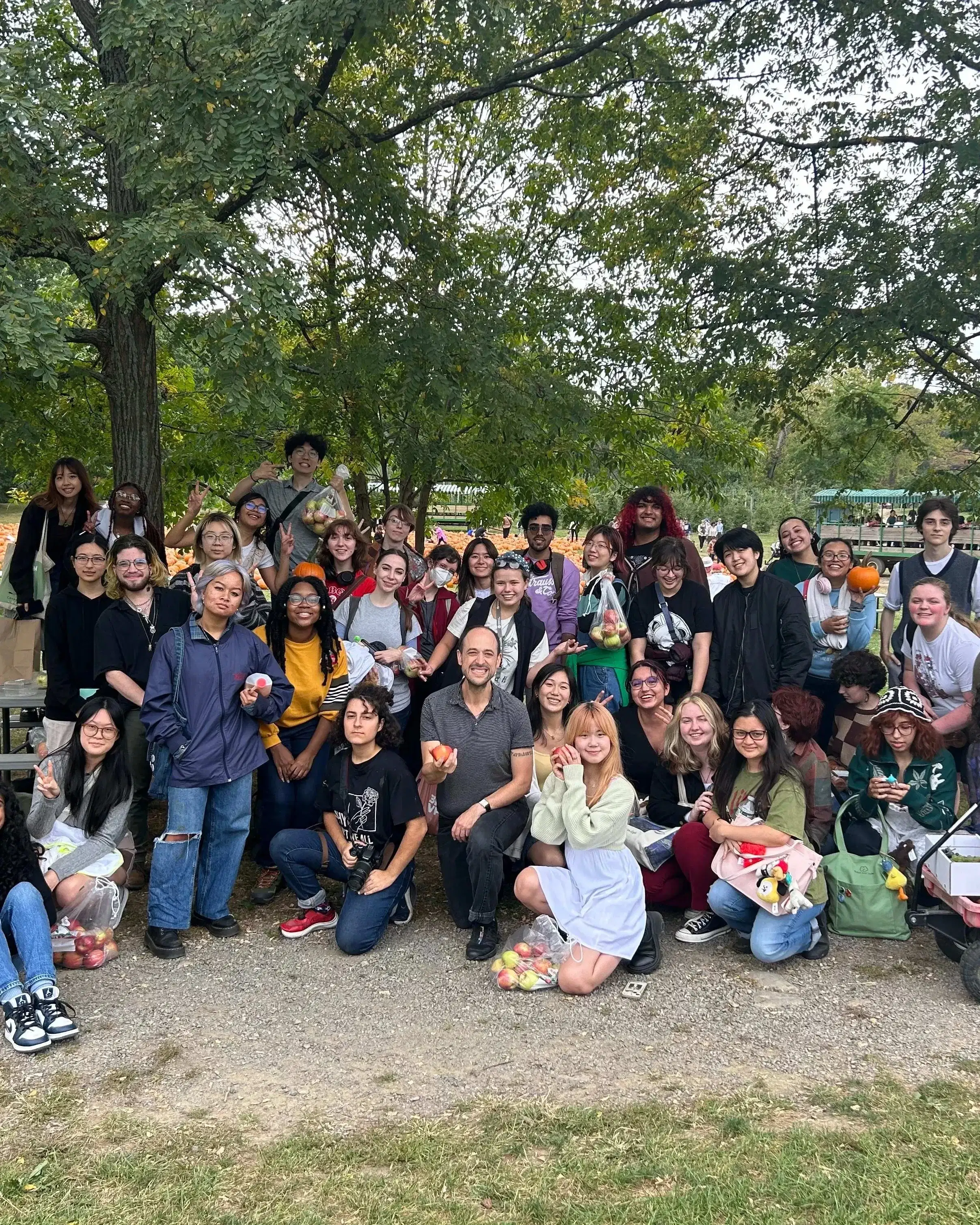 Honors apple-picking group photo outdoors
