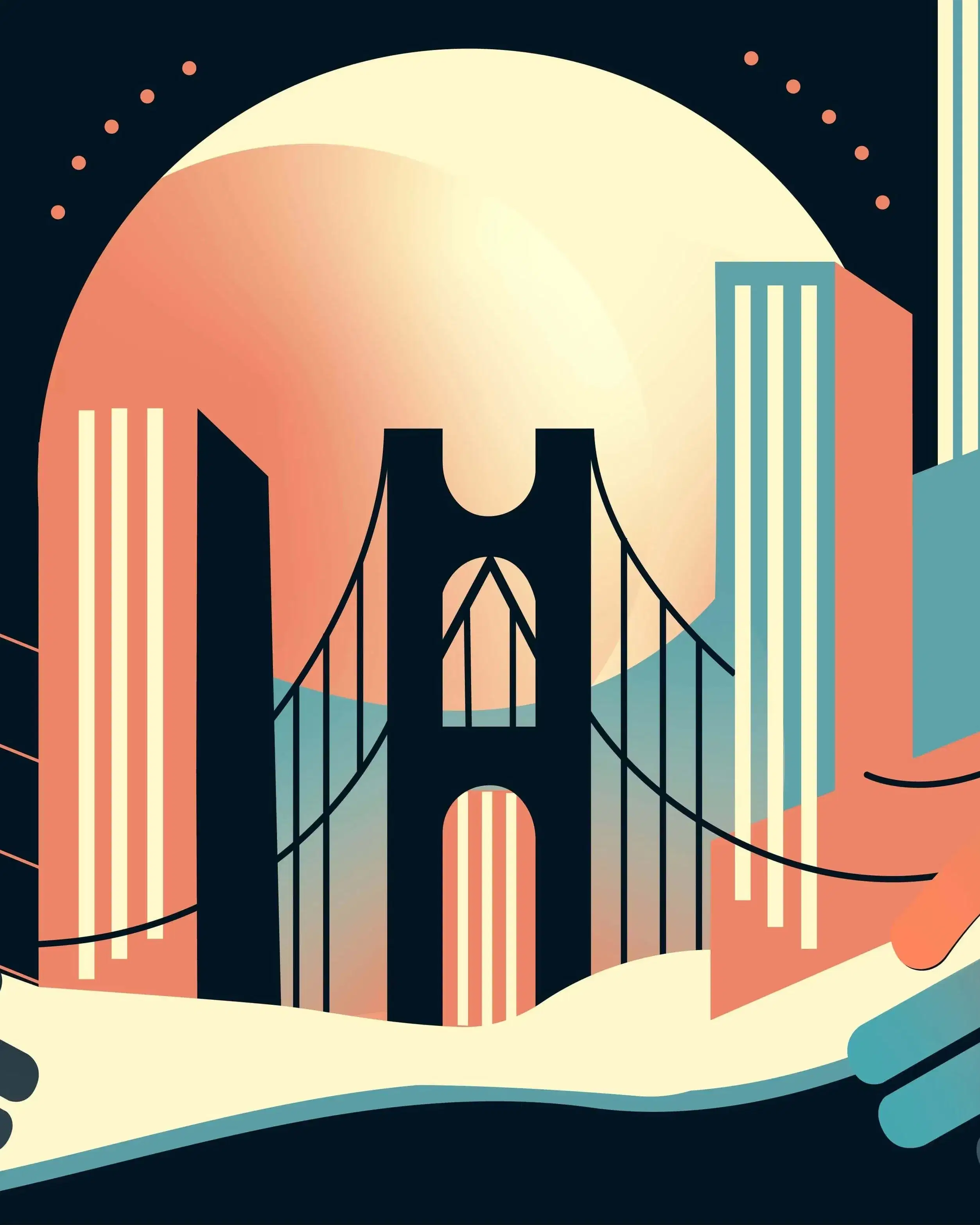 an illustration of  the williamsburg bridge