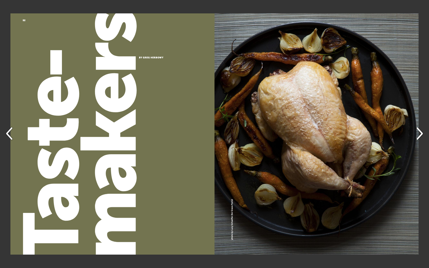 A screenshot of a digital magazine opened to a feature about SVA alumni who have gone on to careers in the food industry.
