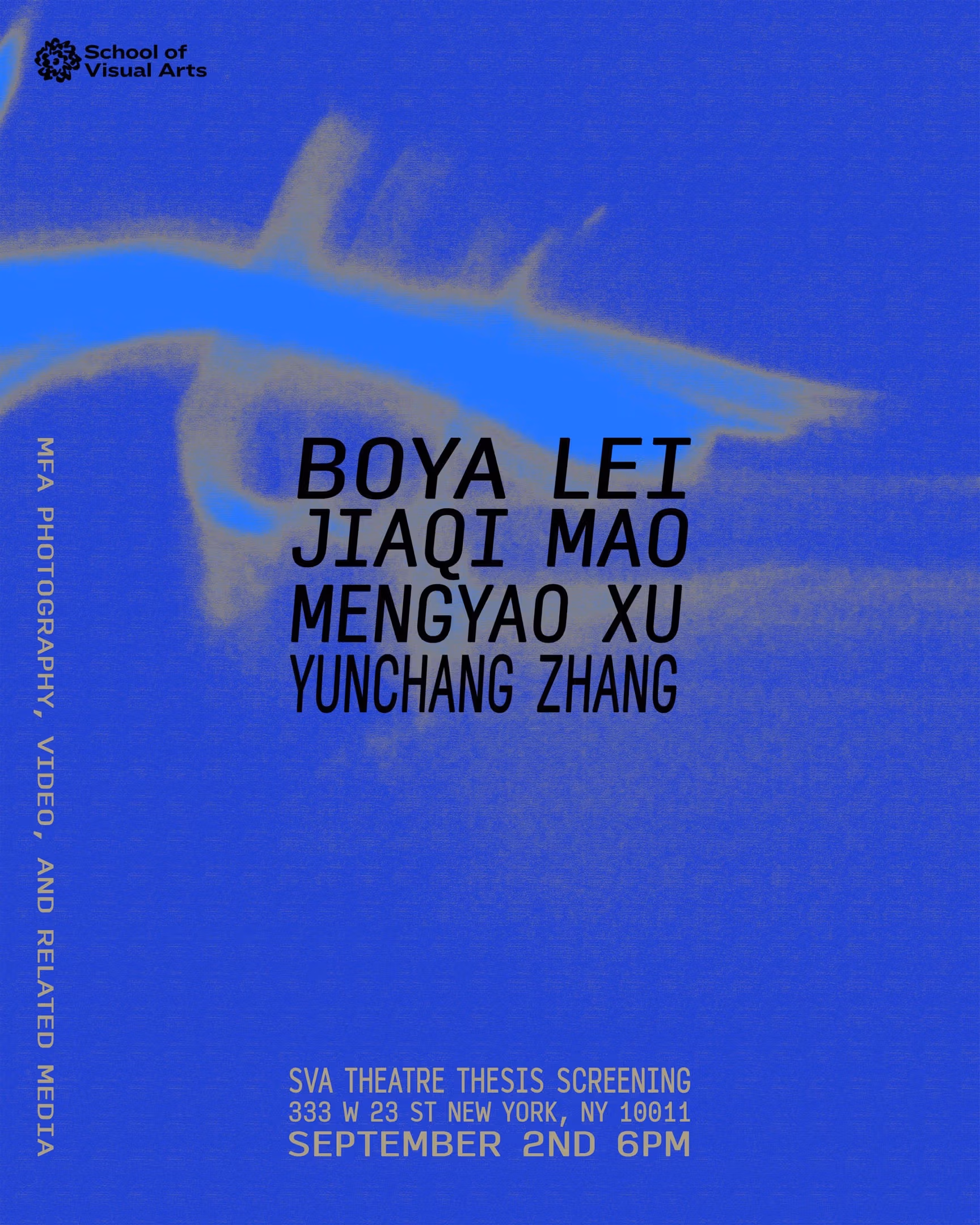 Blue graphic with text on it: the four names of the screeners with information about the screening event.