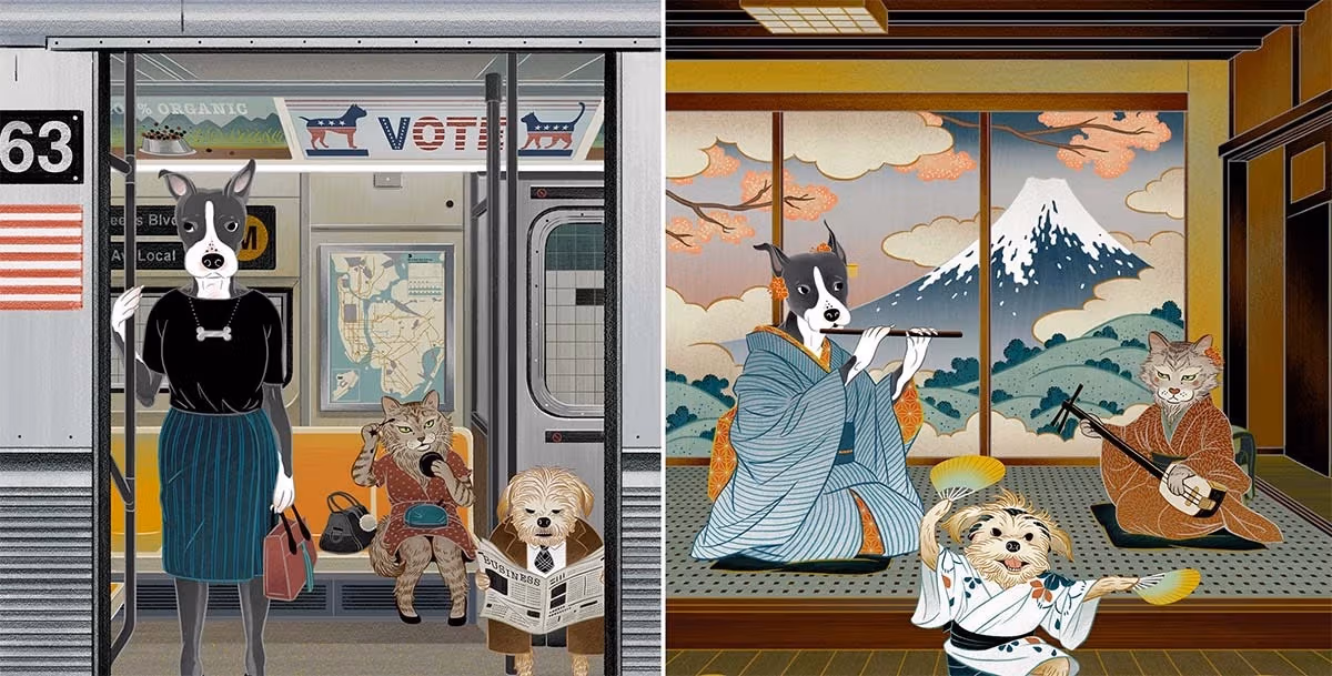 A blue flower surrounded by vibrant yellow petals, showcasing a striking contrast in colors.