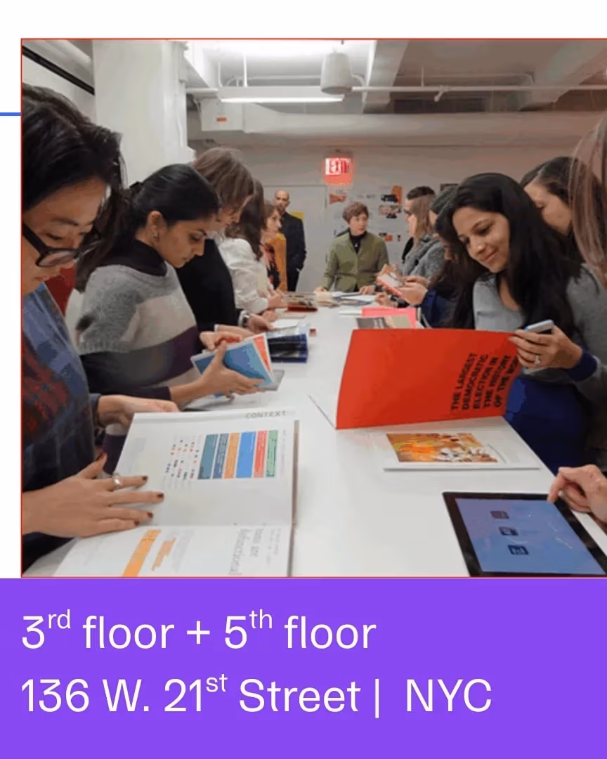 Images of students working on projects. Text: MFA Interaction Design and MFA Design for Social Innovation OPEN STUDIOS December 10th 4-8 pm | 3rd floor and 5th floor at 136 W. 21st Street NYC 