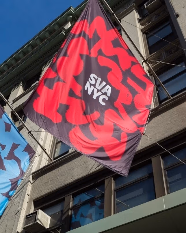 The flags of the SVA main building in New York
