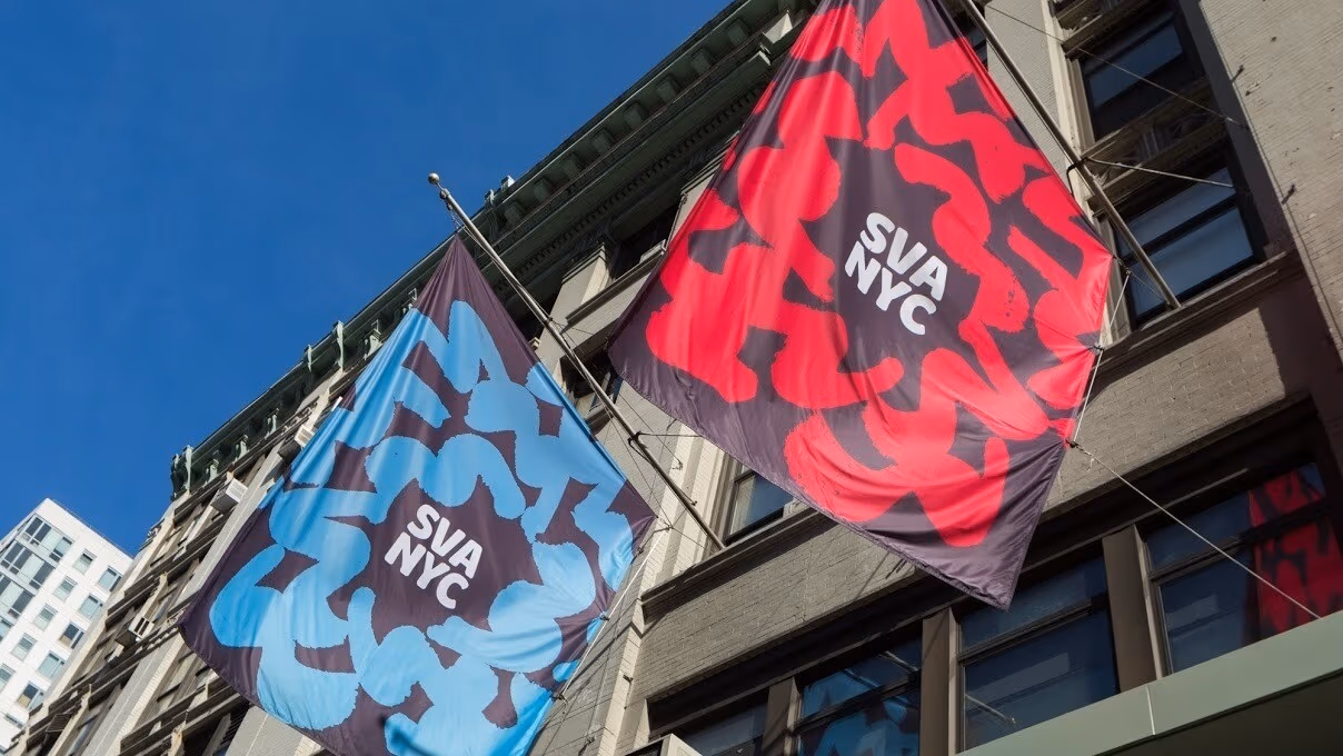 The flags of the SVA main building in New York