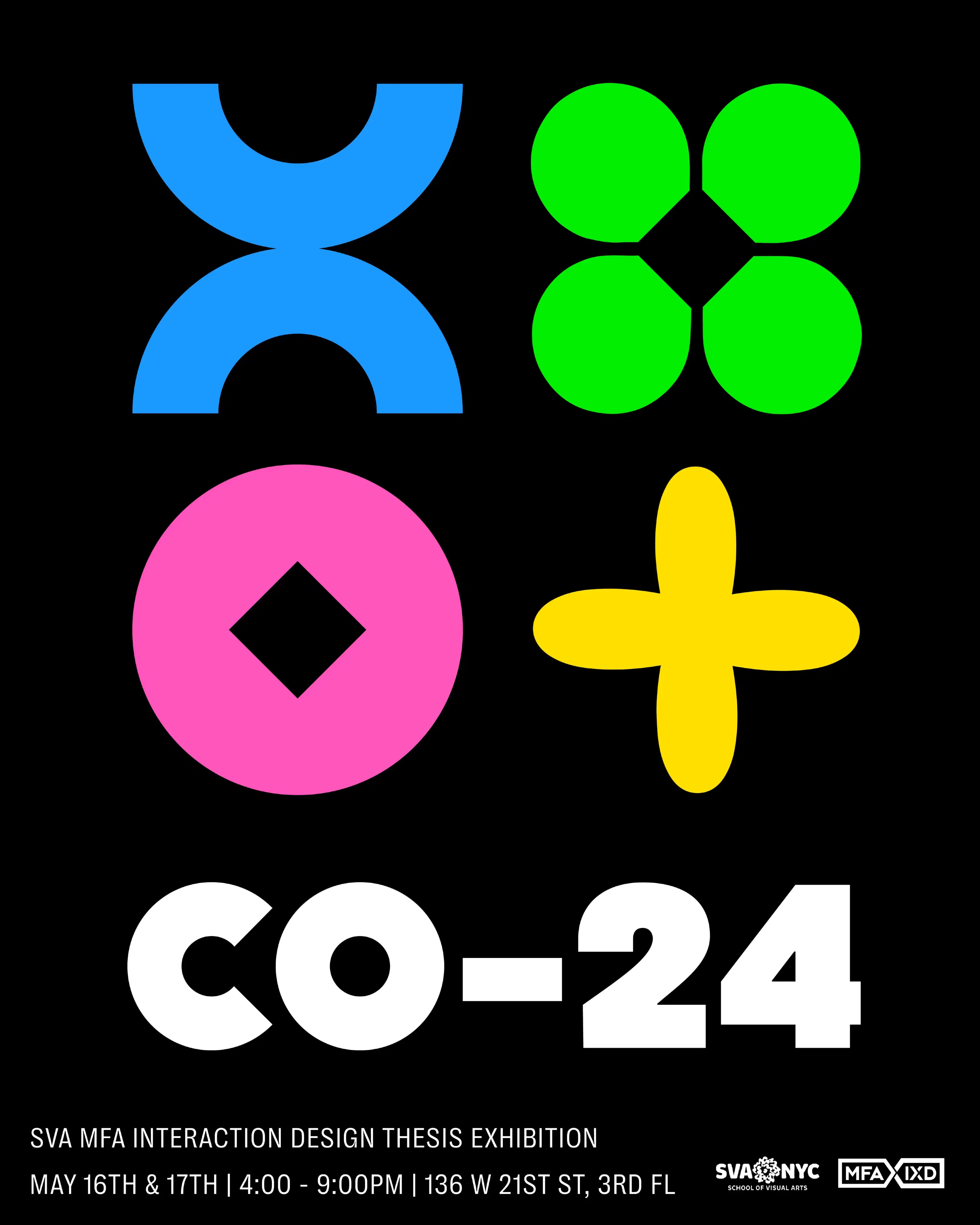 Colorful graphic with symbols. Text: Co-24. 