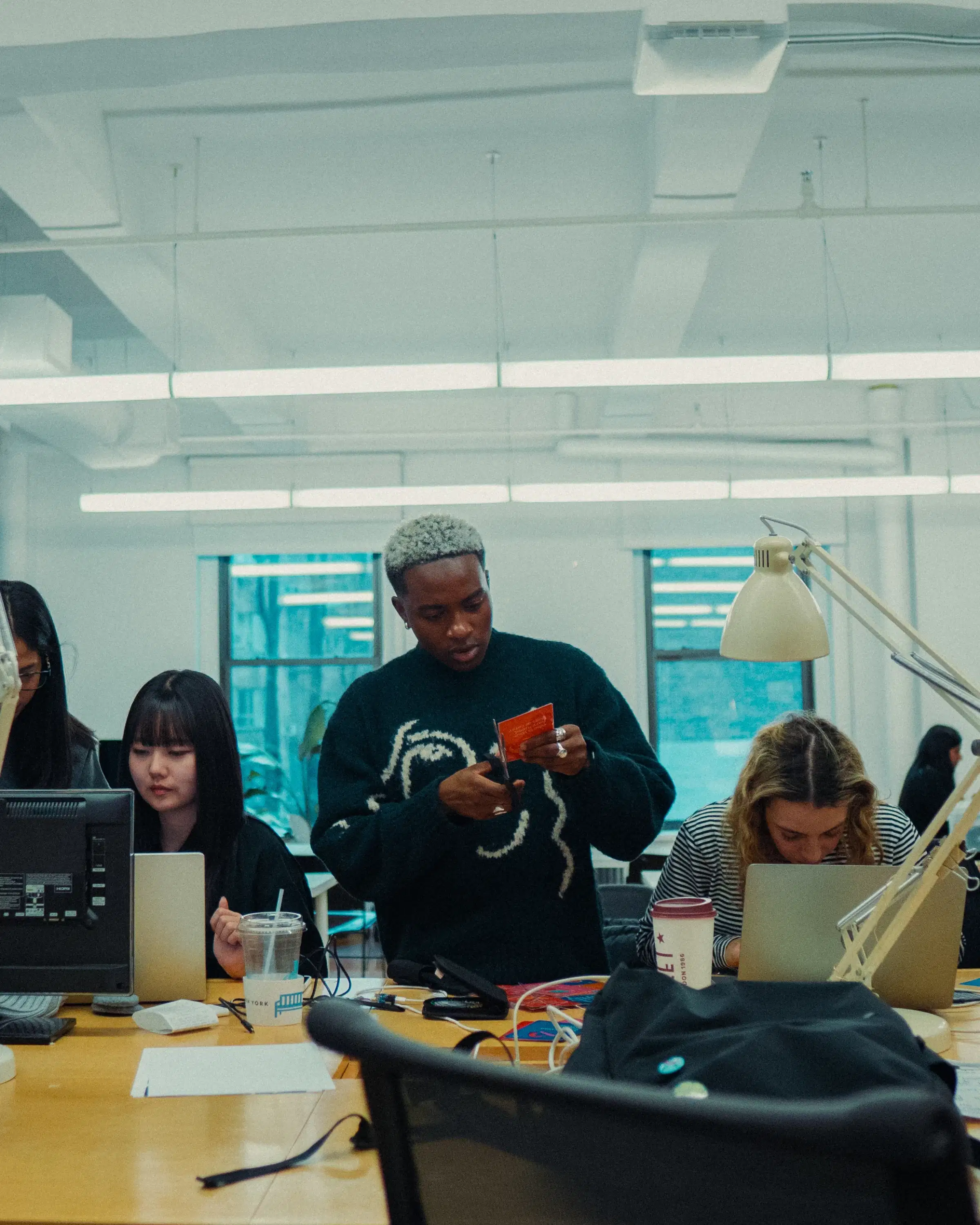 Students working on their projects in the ixD studio. 